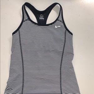 Nike Black and White Striped Racerback Tank (S)